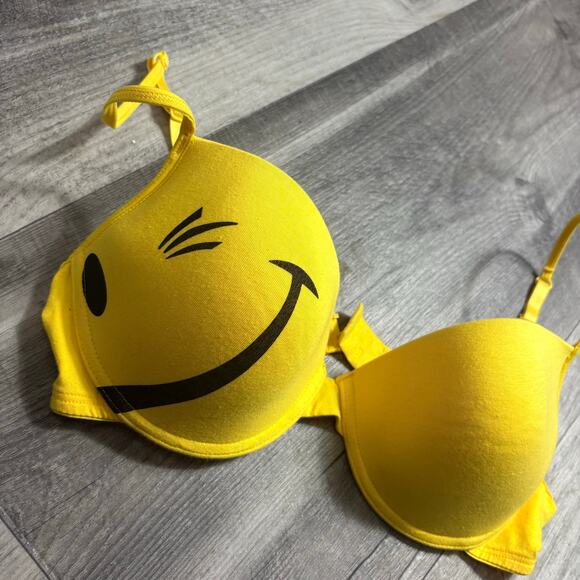 Vintage Joe Boxer Yellow Smiley Wink Bra size 36C - Picture 2 of 4